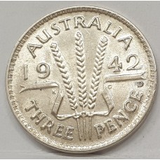 AUSTRALIA 1942D . THREEPENCE . SCRATCH MARKS